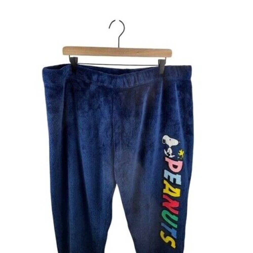 Love Tribe Peanuts Snoopy Graphic Plush Jogger Pants Blue 1X Polyester - Picture 5 of 10